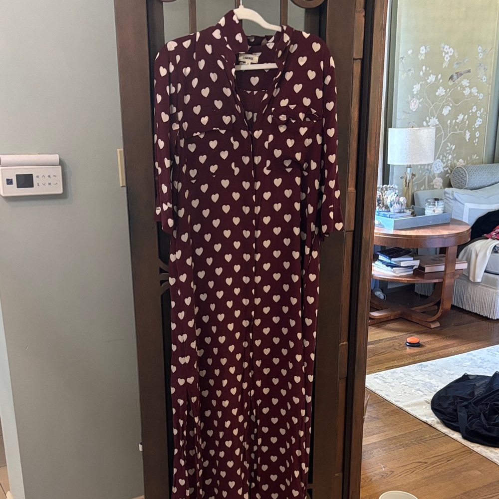 Lagence shirt dress Heart Patterned Burgundy Maxi Dress